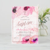 Invitation PixDezines Marbre+Aquarelle Fleurs/Baptême (Debout devant)