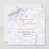 Invitation PixDezines Marbre Blanc, Baptême Fille (Dos)