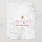 Invitation PixDezines Marbre blanc Bat mitzvah/Rose Gold (Devant)