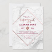 Invitation PixDezines Marbre blanc Bat mitzvah/Rose Gold (Dos)