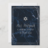 Invitation PixDezines Marbre Faux Argent Star Bar Mitzvah (Devant)