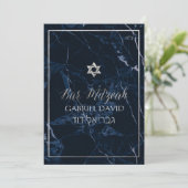 Invitation PixDezines Marbre Faux Argent Star Bar Mitzvah (Debout devant)