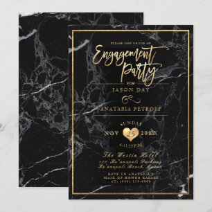 Invitation PixDezines Marbre/Faux Gold/Engagement Party