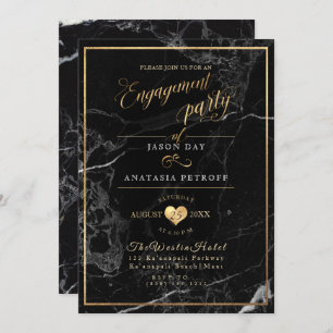 Invitation PixDezines Marbre/Faux Gold/Engagement Party