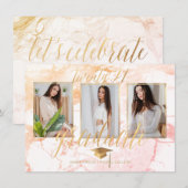 Invitation PixDezines Marbre Faux Gold Graduation Invita Invi (Devant / Derrière)