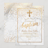 Invitation PixDezines Marbre+Faux points or/Baptême (Devant / Derrière)