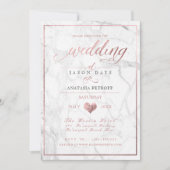 Invitation PixDezines Marbre/Faux Rose Gold/Mariage (Devant)