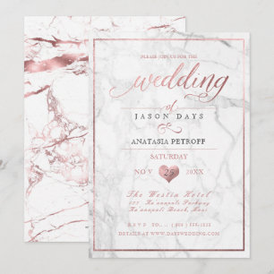 Invitation PixDezines Marbre/Faux Rose Gold/Mariage