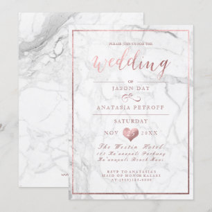 Invitation PixDezines Marbre/Faux Rose Gold/Mariage