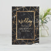 Invitation PixDezines Marbre/Géométrique/Or Faux (Debout devant)