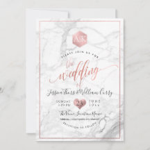 PixDezines Marbre+Monogramme+Faux RoseGold Nid d'a