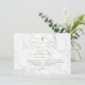 Invitation PixDezines Marbre Rose Gold Dedication (Debout devant)