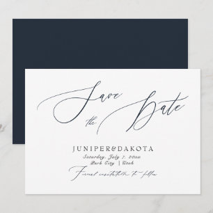 Invitation PixDezines Marine Blue Modern Script Enregistrer l