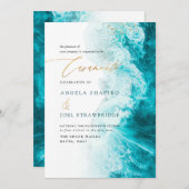 Invitation PixDezines Marine Waves Shoreline Beach Casamento (Devant / Derrière)