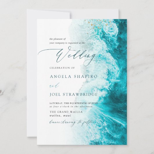 Invitation PixDezines Marine Waves Shoreline Beach Wedding (Devant)