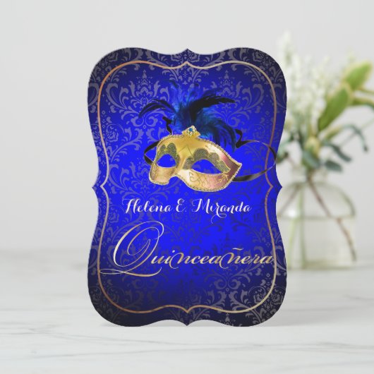 Invitation PixDezines Masquerade/Blue/DIYcolor! (Debout devant)