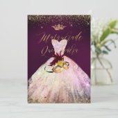 Invitation PixDezines Masquerade Quinceanera Cotton Candy (Debout devant)