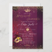 Invitation PixDezines Masquerade Quinceanera Or Bourgogne (Dos)