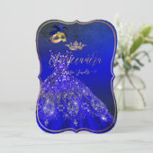 Invitation PixDezines Masquerade Quinceanera, Royal Blue (Debout devant)