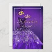 Invitation PixDezines Masquerade Quinceanera, Violet foncé (Devant)