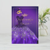 Invitation PixDezines Masquerade Quinceanera, Violet foncé (Debout devant)