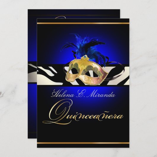 Invitation PixDezines Masquerade/Quincenera/DO-IT-YOURSELF co (Devant / Derrière)
