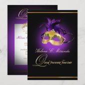 Invitation PixDezines Masquerade/violet améthyste/couleur DIY (Devant / Derrière)