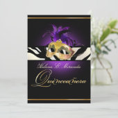 Invitation PixDezines Masquerade/violet/zèbre/DO-IT-YOURSELF  (Debout devant)