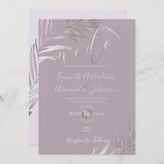 Invitation PixDezines Mauve+Lilac Palms, Nous le faisons (Devant / Derrière)