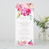 Invitation PixDezines Menu Aquarelle Peonies (Debout devant)