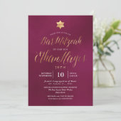 Invitation PixDezines Minimaliste Bourgogne Mitzvah, Script (Debout devant)