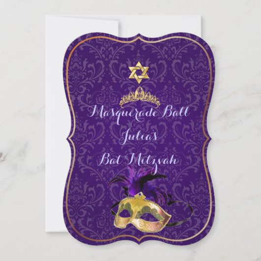 Invitation PixDezines Mitzvah Masquerade/DO-IT-YOURSELF coule (Devant)