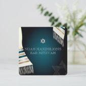 Invitation PixDezines mitzvah/tallit turquoise/arrière - plan (Debout devant)