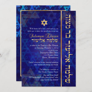 Invitation PixDezines Mod/Bar Mitzvah/Navy Blue/Gold