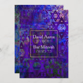 Invitation PixDezines Mod/Bar Mitzvah/Star of David/Violet (Devant / Derrière)
