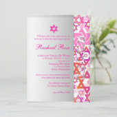 Invitation PixDezines mod étoiles/Bar Mitzvah/rose chaud/arge (Debout devant)