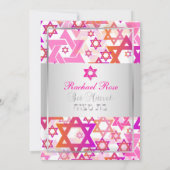 Invitation PixDezines mod étoiles/Bar Mitzvah/rose chaud/arge (Dos)