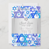 Invitation PixDezines mod stars/Bar Mitzvah/bleu foncé/argent (Dos)