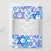 Invitation PixDezines mod stars/Bar Mitzvah/bleu foncé/argent (Dos)