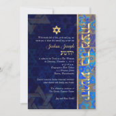 Invitation PixDezines mod stars/Bar Mitzvah/bleu foncé/or (Devant)