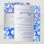 Invitation PixDezines mod stars/Bar Mitzvah/blue/silver (Devant / Derrière)