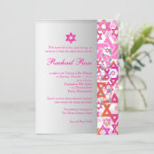 Invitation PixDezines mod stars/Bar Mitzvah/hot rose/argent (Debout devant)