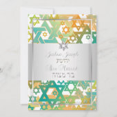 Invitation PixDezines mod stars/Bar Mitzvah/turquoise+orange (Devant)