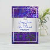 Invitation PixDezines mod stars/Bar Mitzvah/violet/argent (Debout devant)
