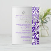 Invitation PixDezines mod stars/Bar Mitzvah/violet/argent (Debout devant)