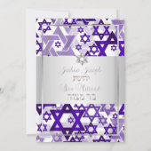 Invitation PixDezines mod stars/Bar Mitzvah/violet/argent (Dos)