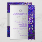 Invitation PixDezines mod stars/Bar Mitzvah/violet/argent (Devant / Derrière)
