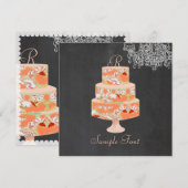 Invitation PixDezines monogramme alice floral gâteau (Devant / Derrière)