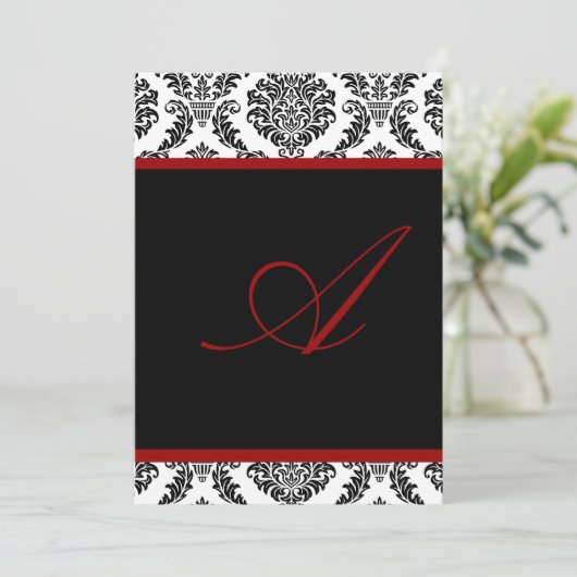 Invitation PixDezines monogramme damask rosette/do-it-yoursel (Debout devant)