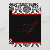 Invitation PixDezines monogramme damask rosette/do-it-yoursel (Devant / Derrière)